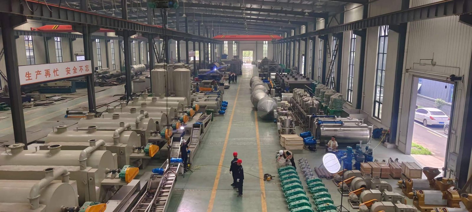 Equipment under assembly on the workshop floor
