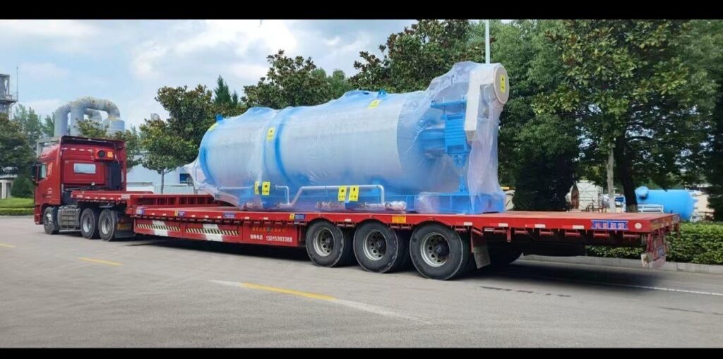 Equipment loaded on a flatbed truck for delivery