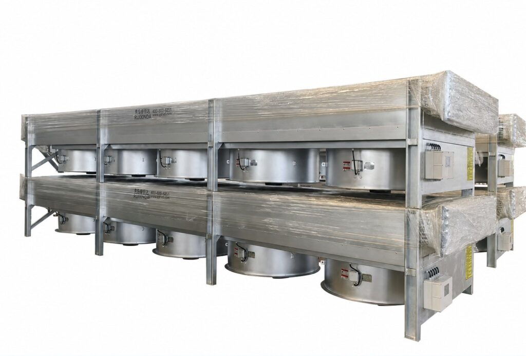 Evaporative air cooler for workshop ventilation and equipment heat dissipation.
