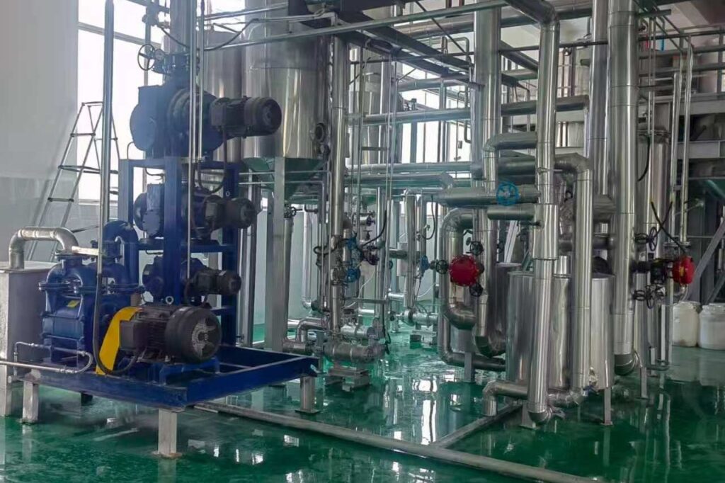 Stainless steel tanks and piping installed on site