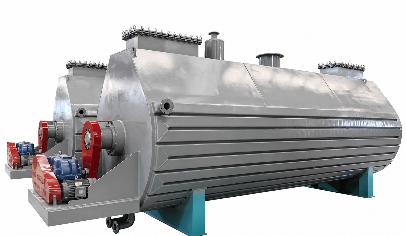 Paddle dryer used for drying sludge, food waste and high-moisture organic residues before further processing.